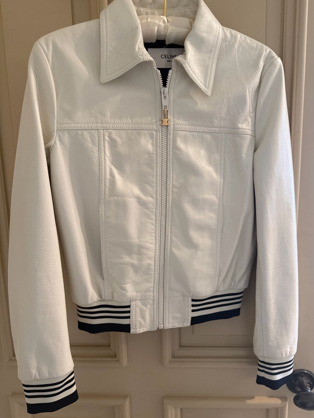 Celine Cream Leather Bomber
